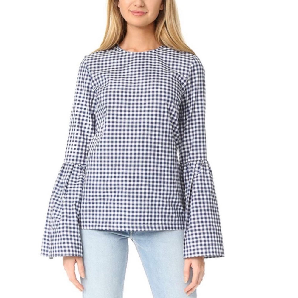 NWOT MLM Label Wide sleeve gingham top